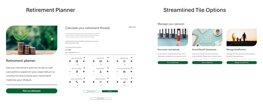 Member Self-Service retirement planner screenshot
